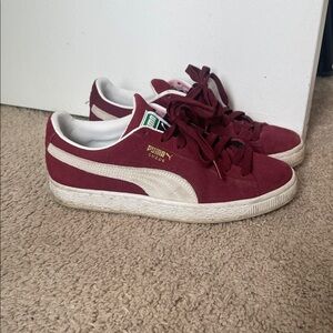 Puma Suede Sneakers in Burgundy and White